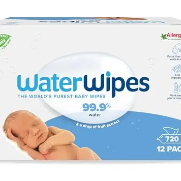 WaterWipes Reinigungstücher für Babys, 720 Stück, 99,9 % wasserbasiert, unparfümiert, ideal für empfindliche Haut