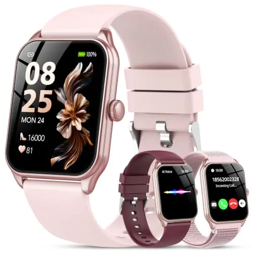 IKT Smartwatch für Damen und Herren, 1.83" HD, Rosa