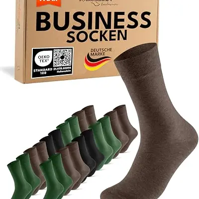 Herren Socken 10 Paar 43-46 – Atmungsaktive Baumwolle in Grün und Braun