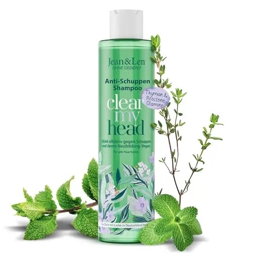Jean & Len Anti-Schuppen Shampoo, mit Thymian & Minze, für tägliche Haarwäsche, vegan, 300 ml