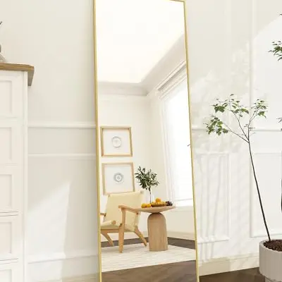 Koonmi Minimalistischer Standspiegel 140 × 40 cm in Gold - Frei stehend oder wandhängend