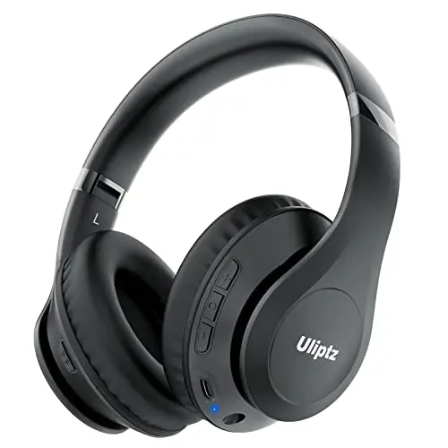 Uliptz Bluetooth Kopfhörer, kabellos, 65 Stunden Spielzeit, faltbar, HiFi-Stereo, für Reisen, Büro, Handy, PC (Schwarz)