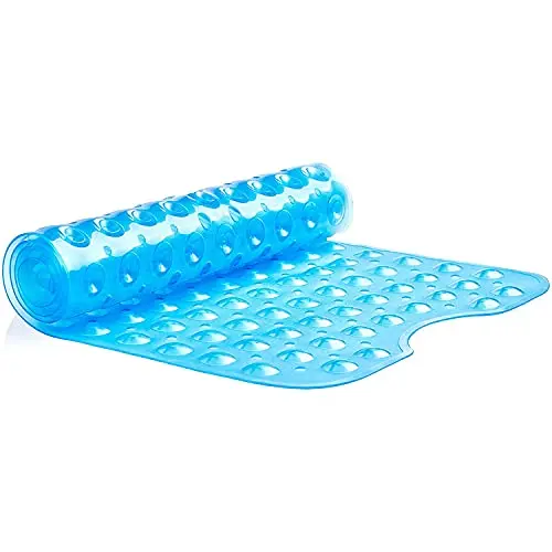 TranquilBeauty rutschfeste Badematte mit Saugnäpfen | Blau 100x40cm | Maschinenwaschbar | Ideal für Senioren & Kinder