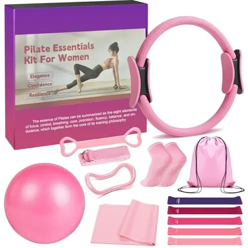 Lxmydm Pilates-Set mit Zubehör (Pink)