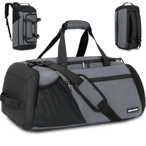 Sporttasche Damen und Herren 40L, Wasserdicht, mit Schuh- und Nassfach, Wochenend- und Reiserucksack, Grau