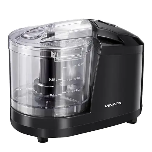 VINATO Elektrischer Fleischwolf und Zerkleinerer für Fleisch, Zwiebeln, Obst & Gemüse - 1.5 CUP