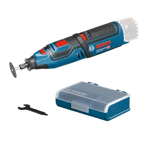 Bosch Professional 12V System Akku Rotationswerkzeug GRO 12V-35 inkl. Schlüssel, Spannzange, Trennscheibe & Zubehörbox