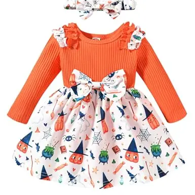 Borlai Mädchen Strampler Kleid Set mit Rüschen und Blumenmuster