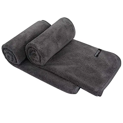 KinHwa 2er Pack Mikrofaser Handtücher, stark wasserabsorbierend, schnelltrocknend, 40 x 76 cm, Dunkelgrau