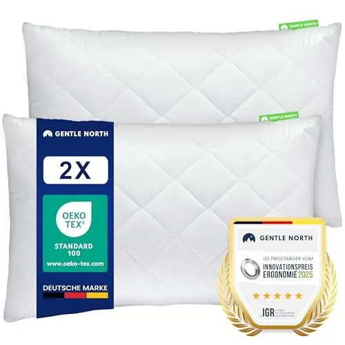 Gentle North Kopfkissen 2er Set (30x50 cm) - Waschbare Zierkissen für Bett und Sofa - Weiß