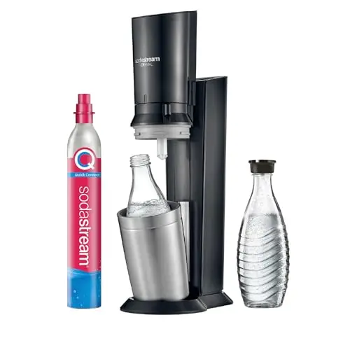 SodaStream CRYSTAL 3.0 Wassersprudler mit CO2-Zylinder und 2 Glasflaschen, Titan
