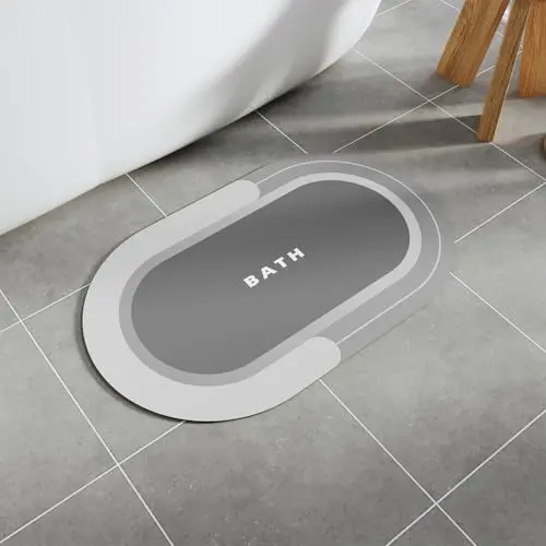 SIXHOME Badematte 40x60cm Grau, saugfähig, schnell trocknend und rutschfest