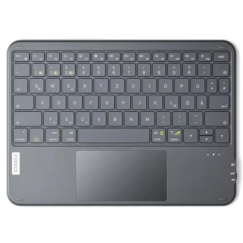 Inateck Kabellose Tablet Tastatur mit Touchpad, QWERTZ Deutsch, kompatibel mit iPad, Windows, Laptop, PC