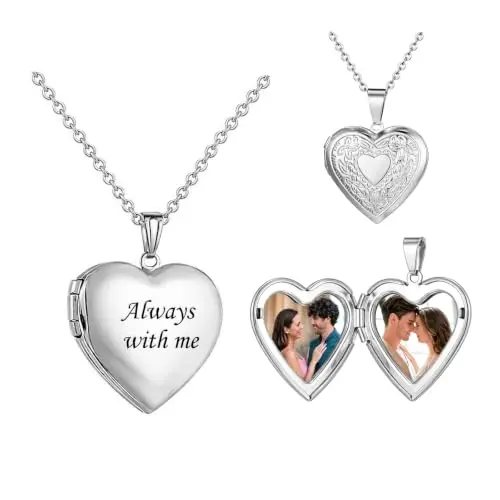Lam Hub Fong Personalierte Medaillon-Foto Kette mit Herz für Damen