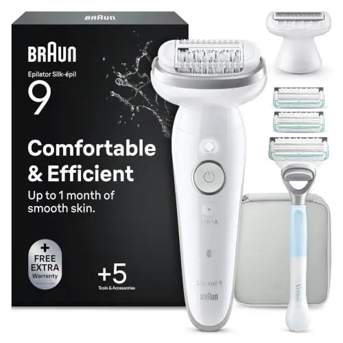 Braun Silk·épil 9 Damen Epilierer & Ladyshaver, 9-141, Weiß/Silber