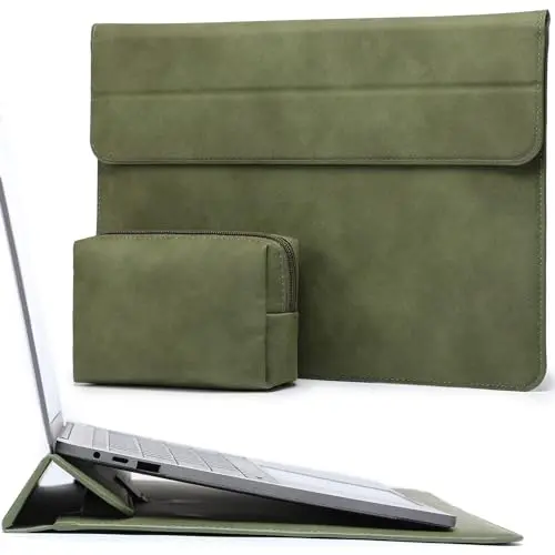 HYZUO 15-16 Zoll Laptop Hülle mit Standfunktion für MacBook Pro, XPS 15 & Samsung Galaxy Book, Olivgrün