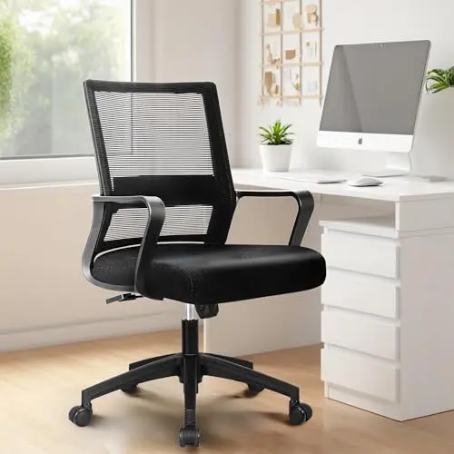 Future Warrior ergonomischer Bürostuhl mit Lendenwirbelstütze, höhenverstellbar, Netzstuhl, Schwarz