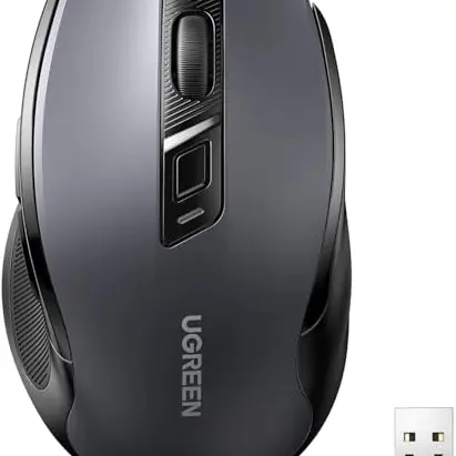 UGREEN Kabellose Maus, 4000 DPI, Ergonomisches Design, 18 Monate Akkulaufzeit, kompatibel mit Laptop und Computer (Schwarz)
