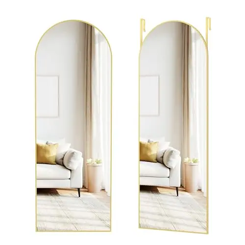 SONGMICS Ganzkörperspiegel 120 x 40 cm, gewölbter Wand- oder Türspiegel, blassgold