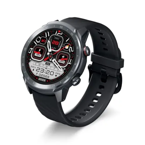 Mibro A2 Smartwatch für Damen und Herren, 1,39 Zoll, Bluetooth, GPS, 10 Tage Akku, 2 ATM wasserdicht, Schwarz