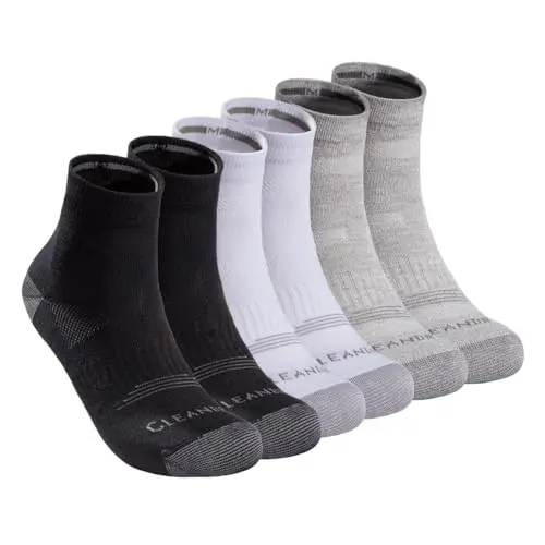 Wellwise 3 Paar Laufsocken für Damen und Herren, dünne Baumwoll-Quick-Drying Socken in Schwarz, Grau und Weiß