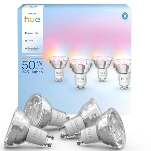 Philips Hue Essential Smart LED GU10 Strahler, Weiß und Farbig, dimmbar, 4er Pack