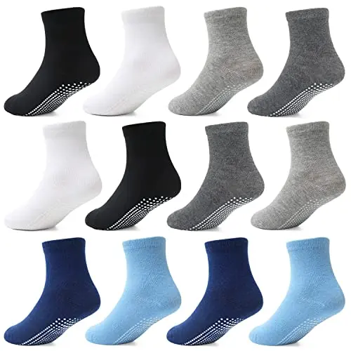 HYCLES Stoppersocken für Kinder - 12 Paar rutschfeste Socken für 0-10 Jahre, ideal für Mädchen 1-3 Jahre