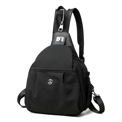 GoaePode Leichte Sling Bag für Damen & Herren - Verstellbarer Schulterrucksack aus Nylon für Reisen & Outdoor (Schwarz)