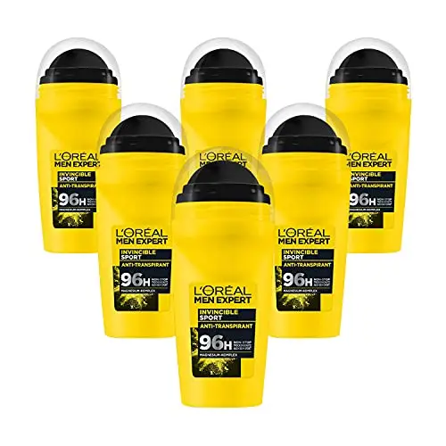 L'Oréal Men Expert Invincible Sport Deodorant, langanhaltend gegen Schweiß, 6 x 50 ml