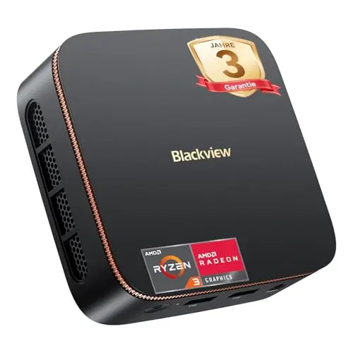 Blackview Mini PC, AMD Ryzen 3300U, 16GB RAM, 512GB SSD, 4K@60Hz, Windows 11 Pro, USB, HDMI, Ethernet – Für Business & Heimkino