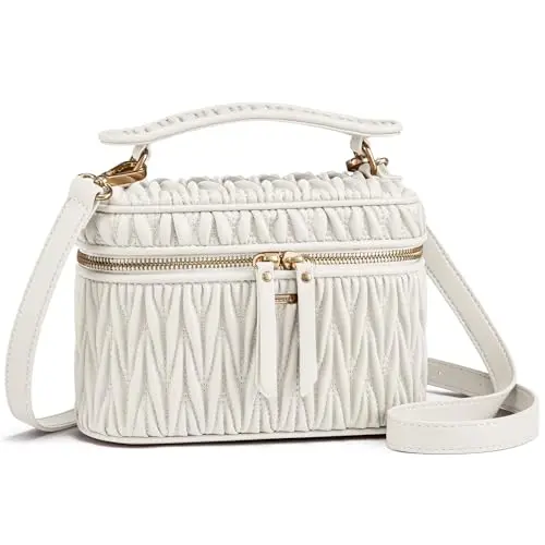 LOVEVOOK Umhängetasche Damen, Modische Crossbody Bag mit Abnehmbarem Schultergurt - Weiß