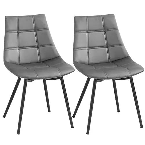 SONGMICS 2er Set Esszimmerstühle, Moderne Polsterstühle mit Metallbeinen, grau