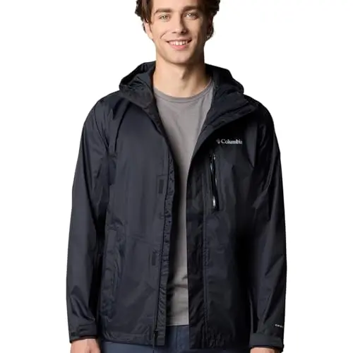 Columbia Herren Pouring Adventure Jacket - Wasserdichte Regenjacke, Schwarz, Größe M