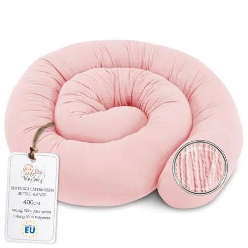 Totsy Baby Seitenschläferkissen 400 cm - Oeko-Tex Musselin in Puderrosa