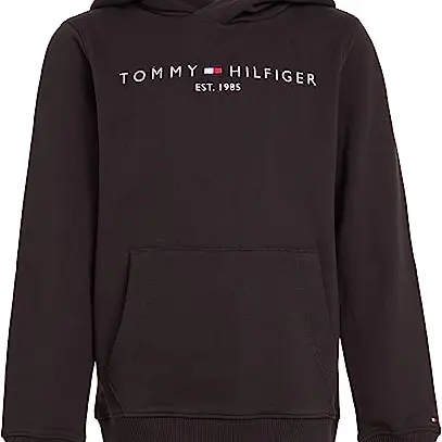 Tommy Hilfiger Kinder Unisex Hoodie Essential mit Kapuze, Schwarz, 12 Jahre