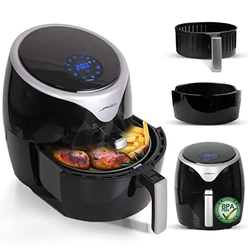 Jago® 7in1 Heißluftfritteuse 5.5L - 1700 Watt, LED Touchscreen, 7 Programme, Schwarz