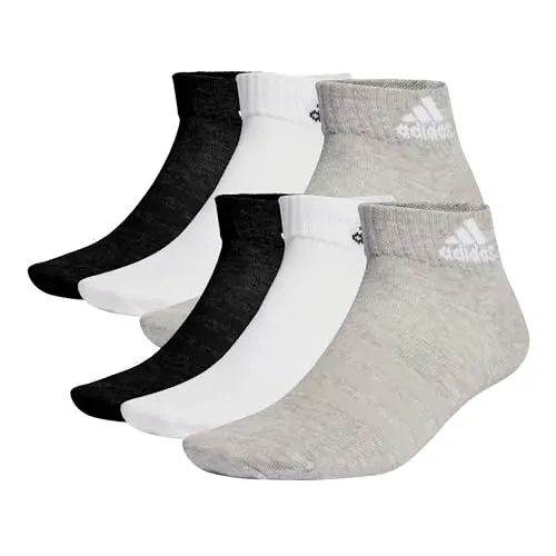 adidas Kinder Unisex Sportsocken, 6 Paar, mittelgrau/weiß/schwarz, Größe 7-8 Jahre