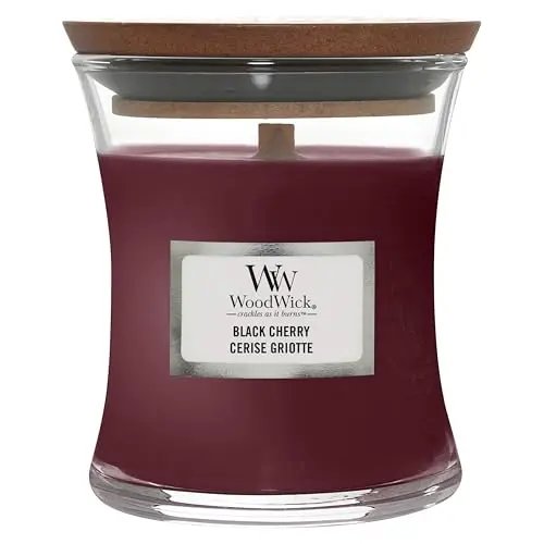 WoodWick Duftkerze im Sanduhrglas | Black Cherry | Brenndauer 20 Stunden