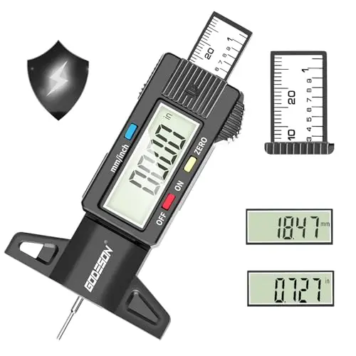 GODESON Digitaler Profiltiefenmesser für Reifen mit großem LCD-Display - Ideal für Motorrad, Auto und LKW