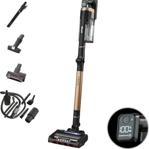 Shark Stratos Akku-Staubsauger, kabellos, bis 60 Min. Laufzeit, für Tierhaare & Allergiker, für Teppich & Hartböden, mit Zubehör, grau/roségold