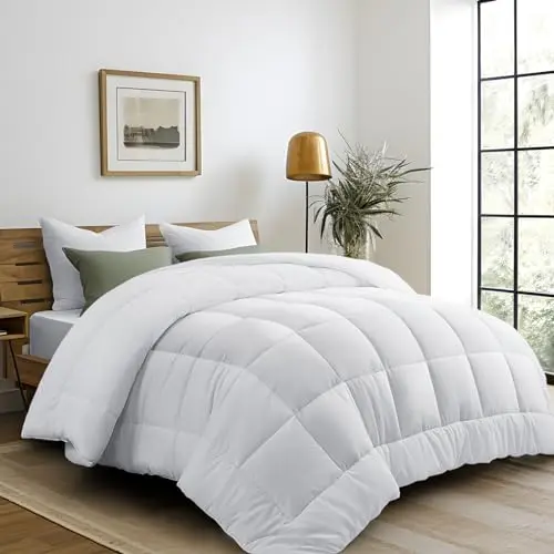 DUANDUAN Bettdecke 220x240 cm 4-Jahreszeiten, Weiche Mikrofaser Steppdecke für Allergiker, Weiß