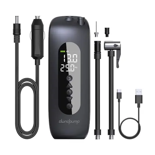 dwndpump Elektrische Luftpumpe 150 PSI, Tragbare Wiederaufladbare Fahrradpumpe mit LED Display für E-Bike, Auto und Motorrad