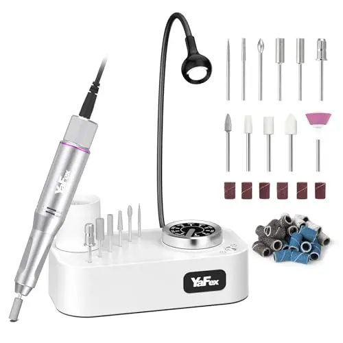 YaFex 11-in-1 Nagelfräser für Gelnägel, 35000 U/min, mit LED Lampe und Zubehör für Maniküre und Pediküre