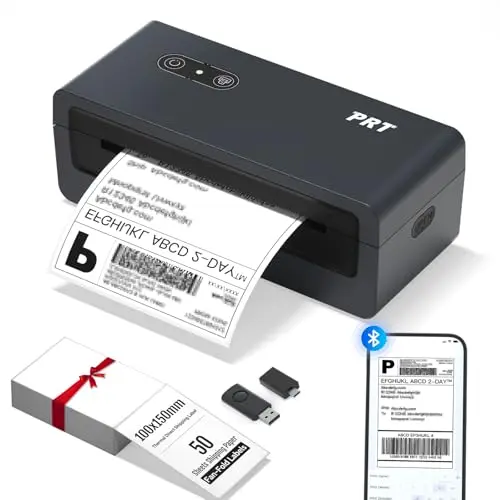 prt Bluetooth Etikettendrucker N43BT für Versandetiketten - kompatibel mit iOS, Android, Windows und Mac (Schwarz)