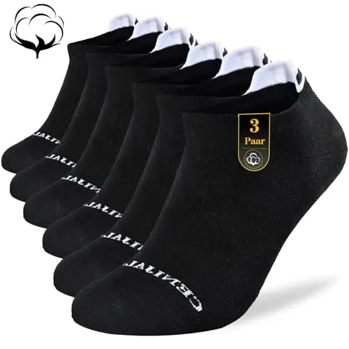 Cevapro Sneaker Socken Unisex, Atmungsaktive Baumwoll-Füßlinge, Rutschfeste Sportsocken (3 Paar)