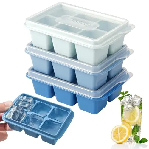 3er Eiswürfelform - Große quadratische Eiswürfel, stapelbar, BPA-frei für Bier, Cocktails & Whisky