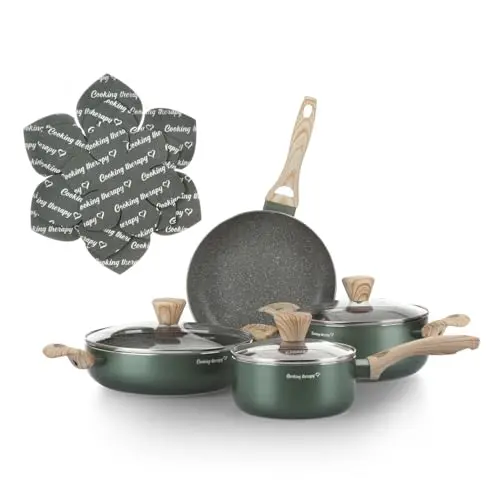 KASANOVA Kochgeschirr-Set Cooking Therapy – Induktionsgeeignetes Topf- und Pfannenset mit Pfannenwender (10)