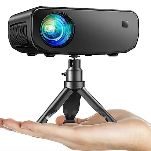 ELEPHAS 2025 WiFi Mini-Projektor, Full-HD, 1080P, tragbar, kompatibel mit iOS/Android/Smartphones, mit Stativ