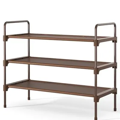 Kitsure Schuhregal für den Schrank, platzsparend, 3 Ebenen, Braun, 70 cm breit