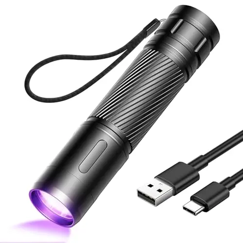 GEARLITE Mini Wiederaufladbare UV Taschenlampe - Wasserfest und Robust für Bernsteinsuche und Urindetektoren